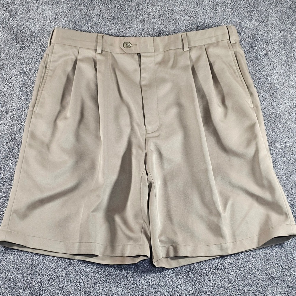 Jos. A. Bank Leadbetter Golf Shorts Mens 36 Tan Pleated Khaki Performance Twill‎